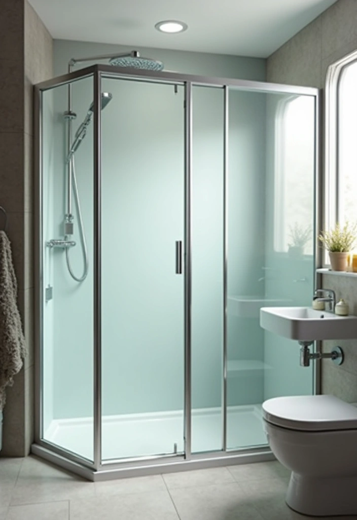 25 Bifold Bathroom Door Ideas That Maximize Space - 1. Sleek Glass Bifold Doors