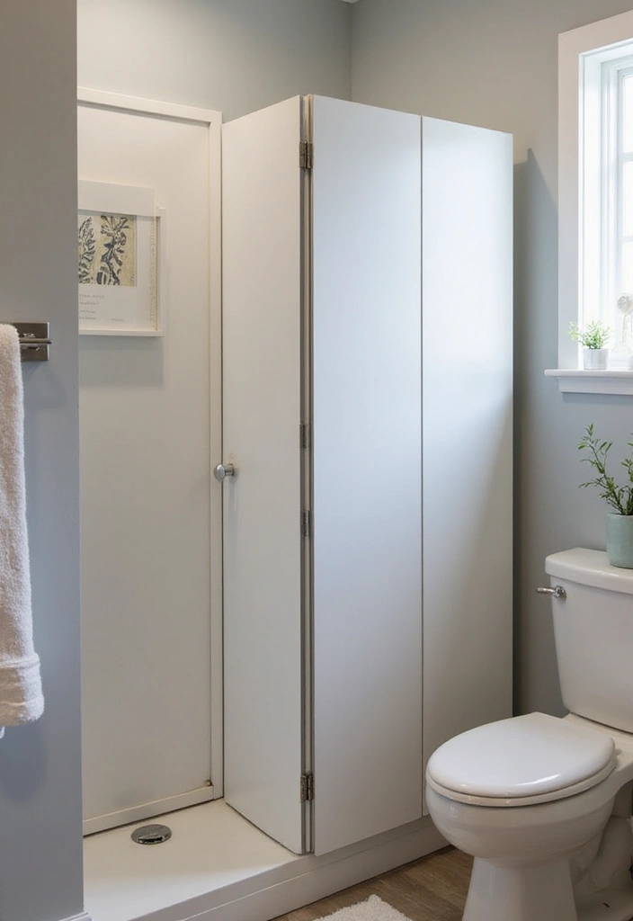 25 Bifold Bathroom Door Ideas That Maximize Space - 12. Folding Privacy Screens