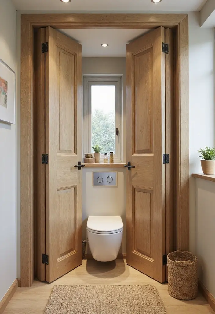 25 Bifold Bathroom Door Ideas That Maximize Space - 13. Eco-Friendly Bifold Doors
