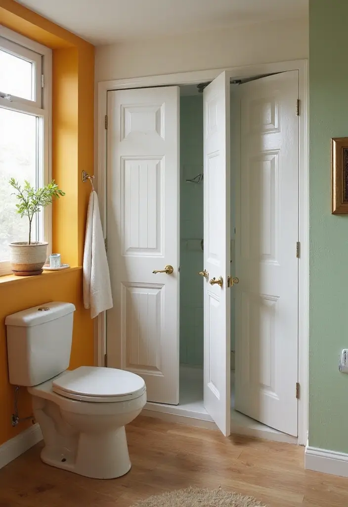 25 Bifold Bathroom Door Ideas That Maximize Space - 14. Laminated Bifold Doors