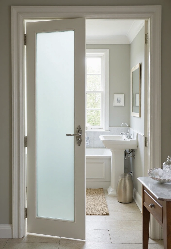 25 Bifold Bathroom Door Ideas That Maximize Space - 15. Bi-Fold Doors with Glass Inserts