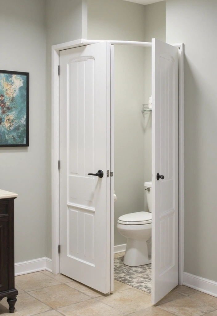 25 Bifold Bathroom Door Ideas That Maximize Space - 24. Bi-Fold Doors for Accessibility
