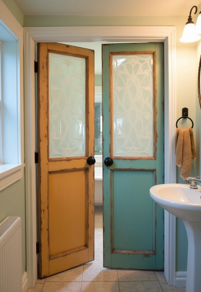 25 Bifold Bathroom Door Ideas That Maximize Space - 8. Custom Painted Bifold Doors
