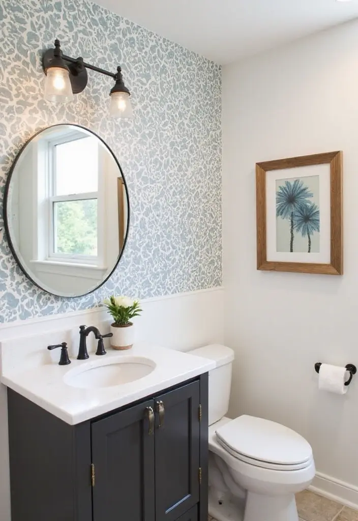 27 Bathroom Accent Wall Ideas That Make A Statement - 10. Artistic Stencils