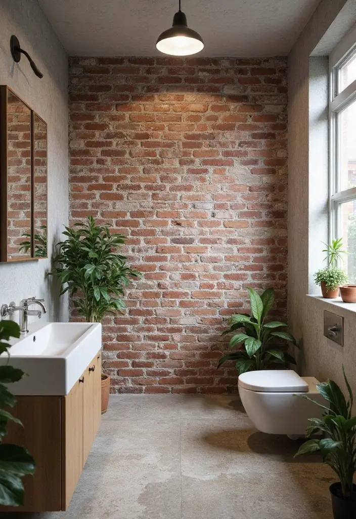 27 Bathroom Accent Wall Ideas That Make A Statement - 13. Faux Brick Walls