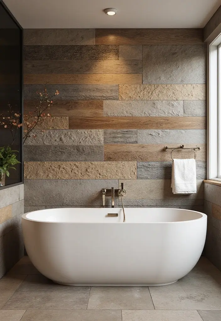 27 Bathroom Accent Wall Ideas That Make A Statement - 15. Layered Textures