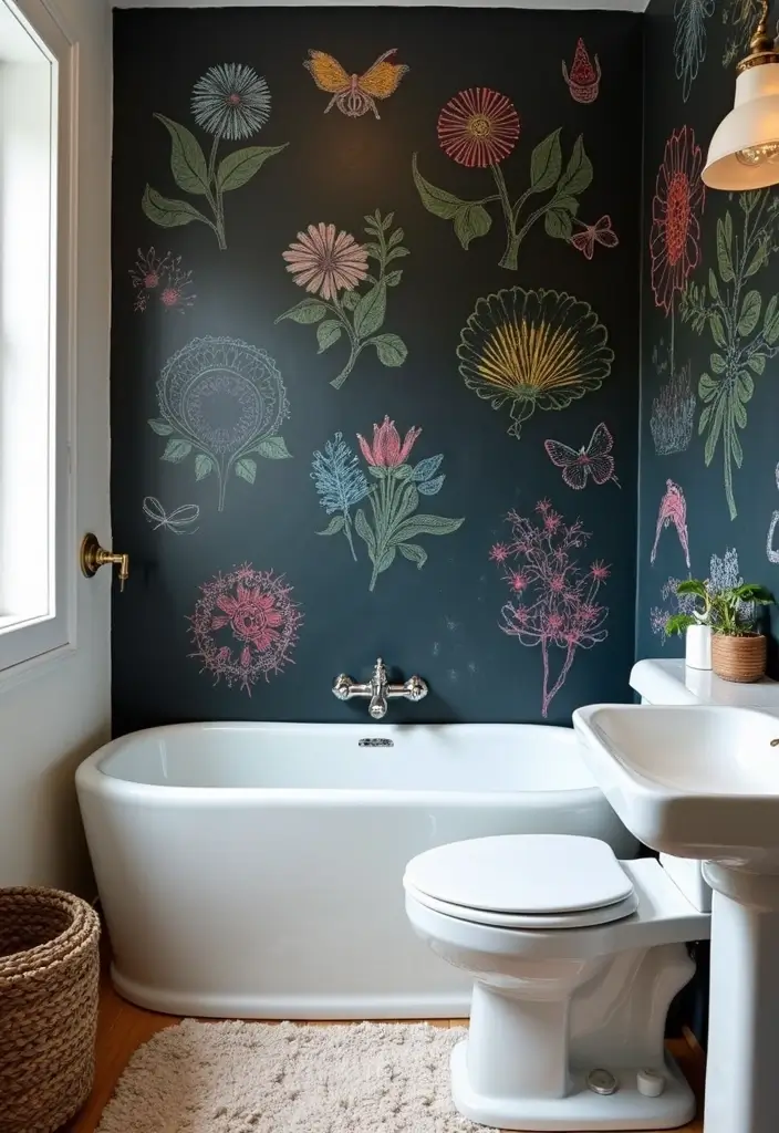 27 Bathroom Accent Wall Ideas That Make A Statement - 16. Chalkboard Paint