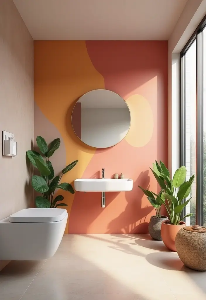 27 Bathroom Accent Wall Ideas That Make A Statement - 17. Color Block Walls