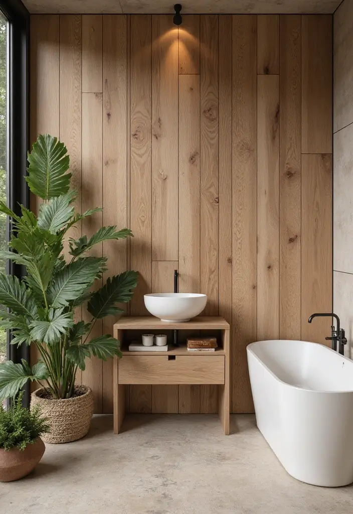 27 Bathroom Accent Wall Ideas That Make A Statement - 2. Wood Panel Wall