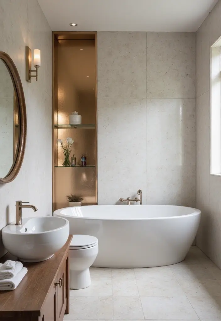 27 Bathroom Accent Wall Ideas That Make A Statement - 23. Metallic Accents