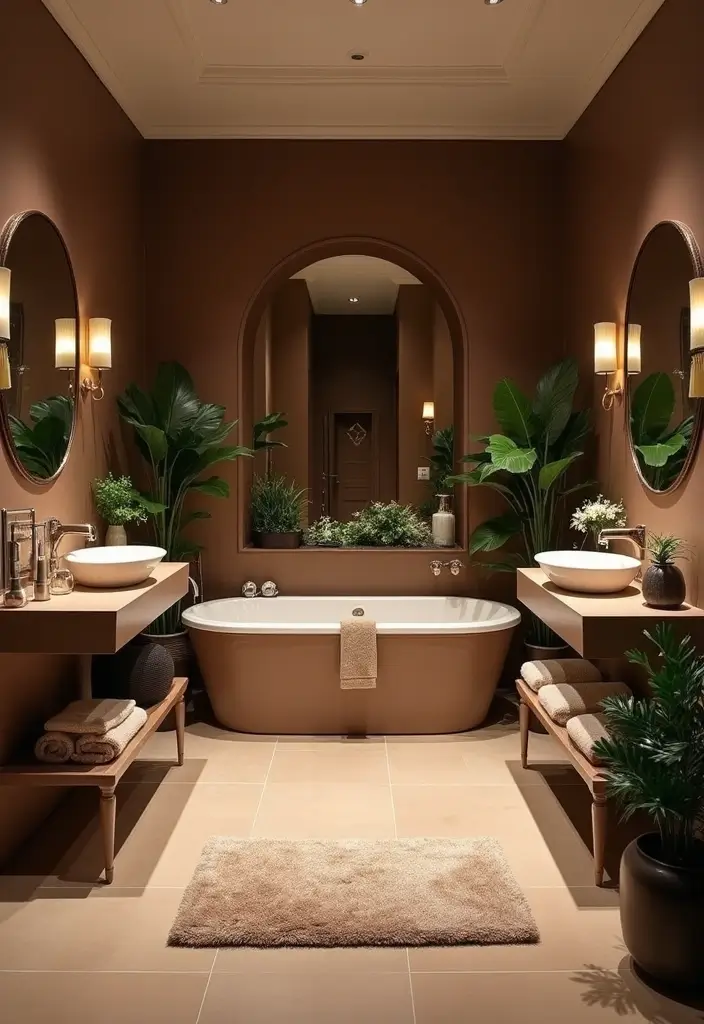 27 Bathroom Dark Walls That Add Sophistication - 13. Chocolate Brown Indulgence