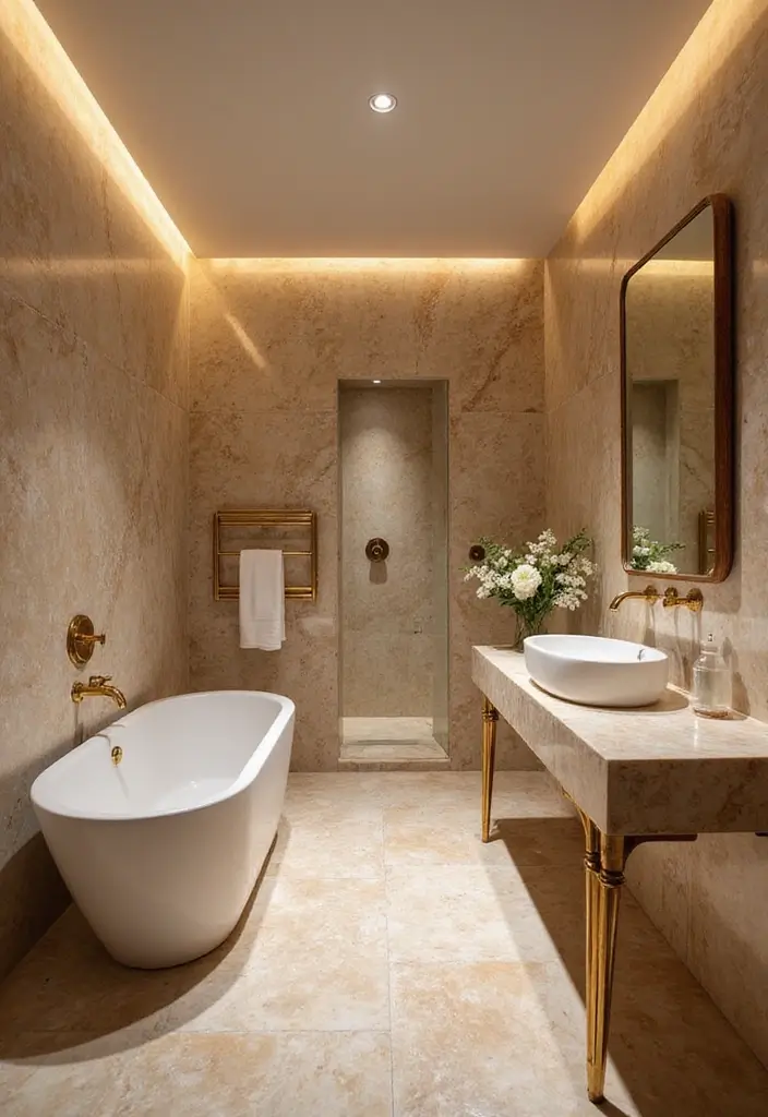 27 Bathroom Dark Walls That Add Sophistication - 14. Onyx Glam