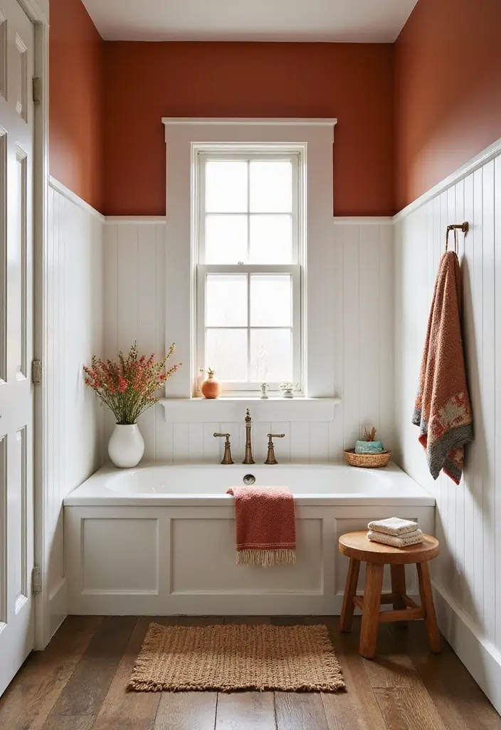 27 Bathroom Dark Walls That Add Sophistication - 16. Cinnamon Spice Charm