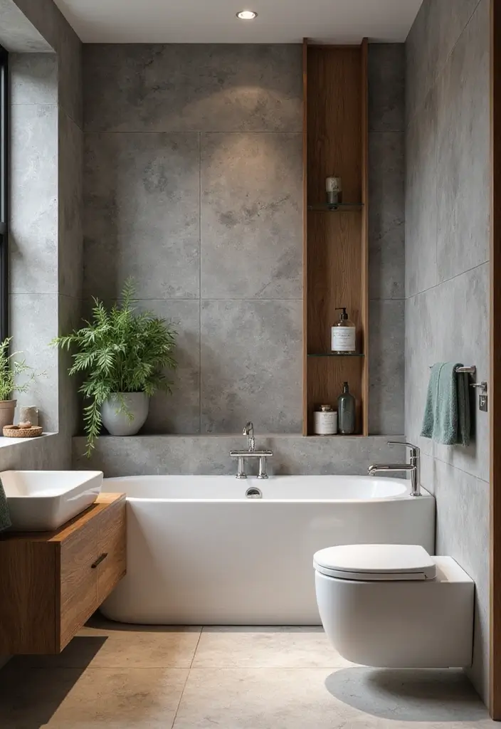 27 Bathroom Dark Walls That Add Sophistication - 21. Pewter Grace