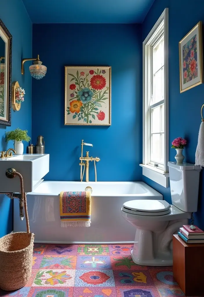 27 Bathroom Dark Walls That Add Sophistication - 27. Cobalt Blue Sophistication