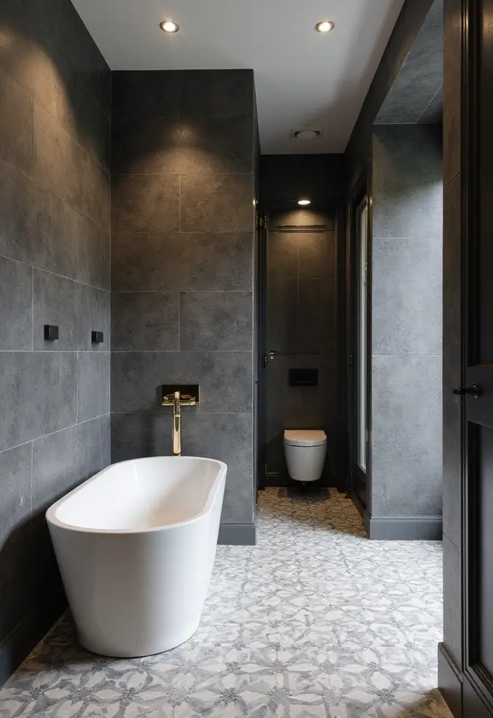 27 Bathroom Dark Walls That Add Sophistication - 3. Rich Charcoal for Modern Vibes
