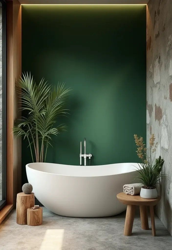27 Bathroom Dark Walls That Add Sophistication - 8. Forest Green Retreat