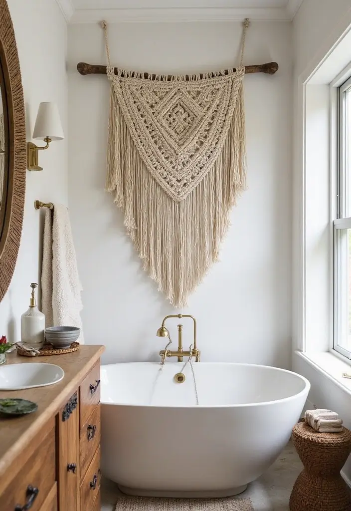 27 Bathroom Decor Pictures For Instant Inspiration - 15. Woven Wall Hangings