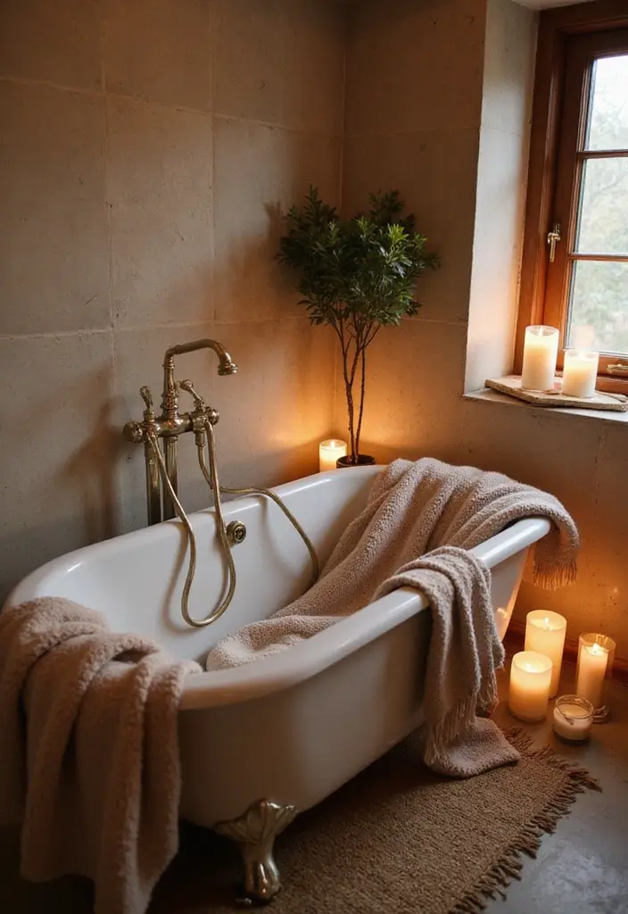 27 Bathroom Decor Pictures For Instant Inspiration - 23. A Cozy Bathing Nook