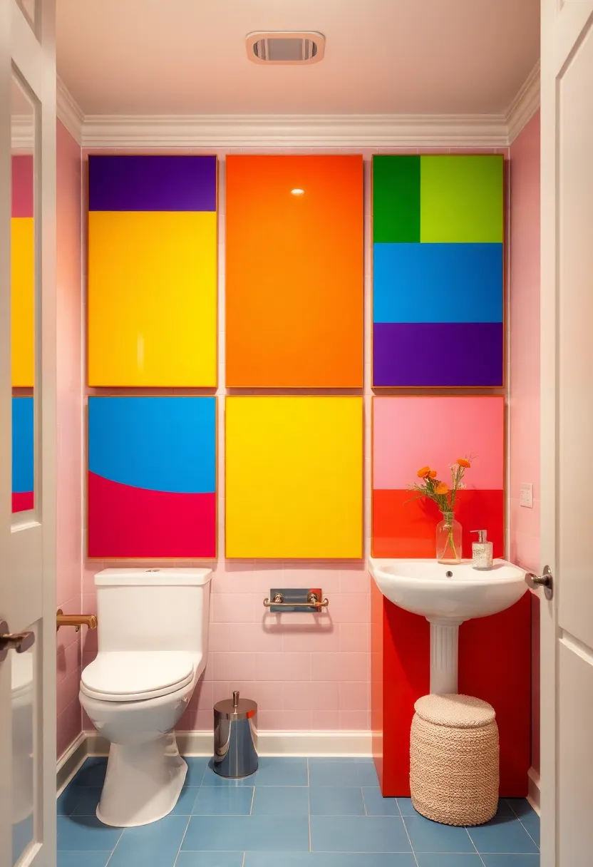 27 Bathroom Painting Ideas On Canvas For Modern Homes - 10. Color Block Art