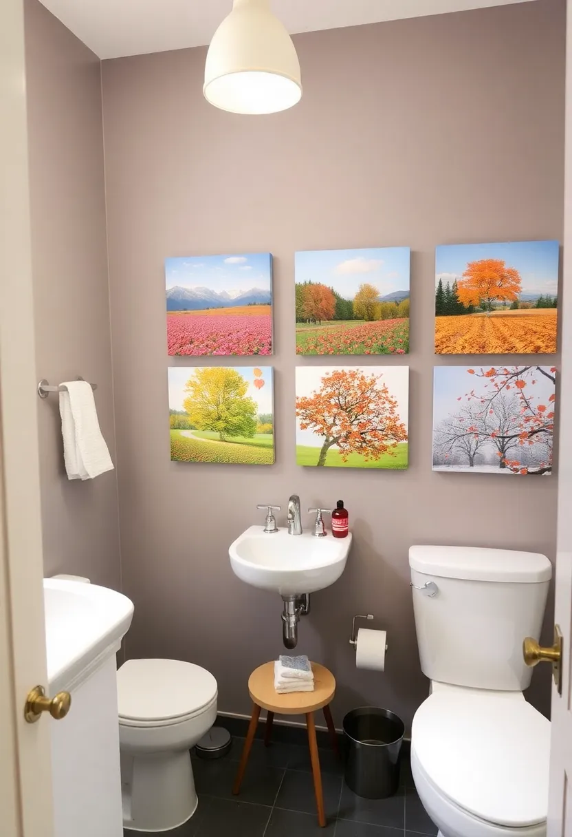 27 Bathroom Painting Ideas On Canvas For Modern Homes - 12. Seasonal Nature Scenes