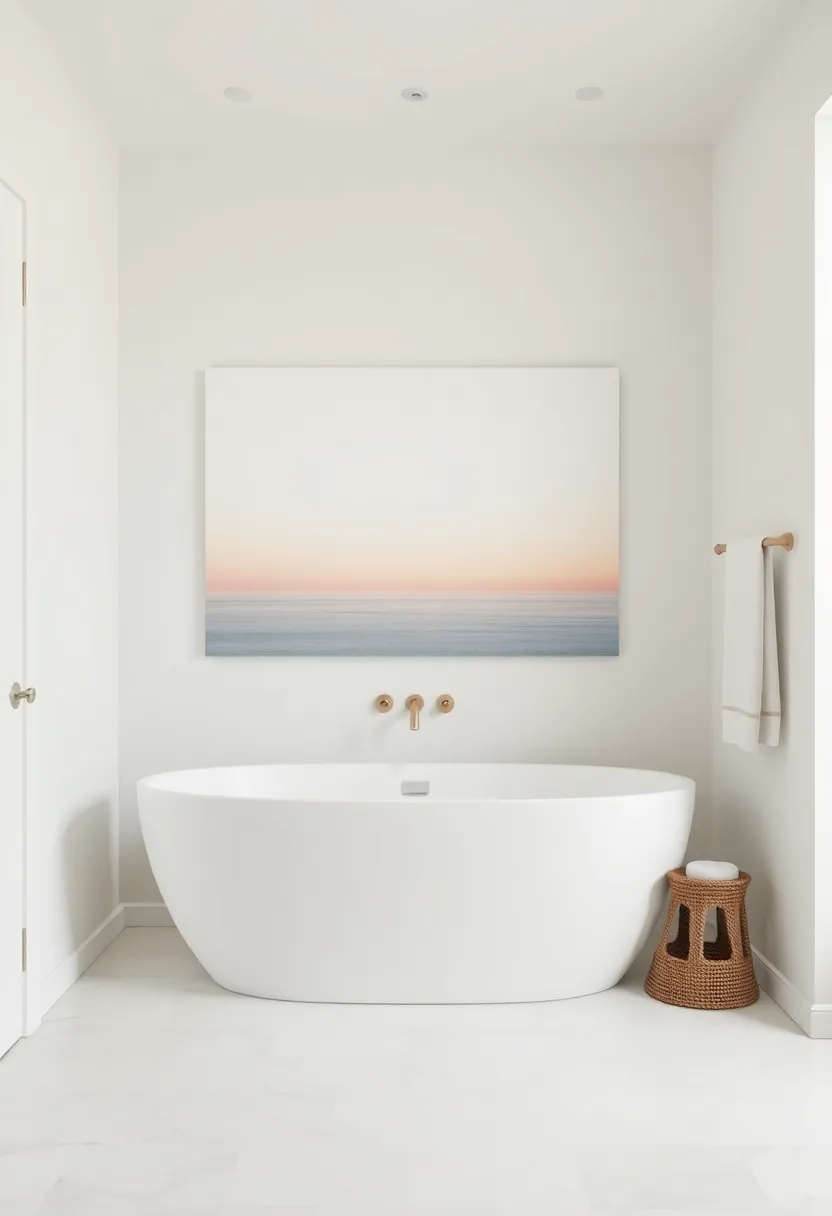 27 Bathroom Painting Ideas On Canvas For Modern Homes - 20. Gentle Horizon Lines