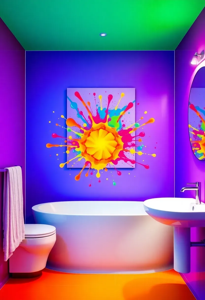 27 Bathroom Painting Ideas On Canvas For Modern Homes - 21. Colorful Splash Art
