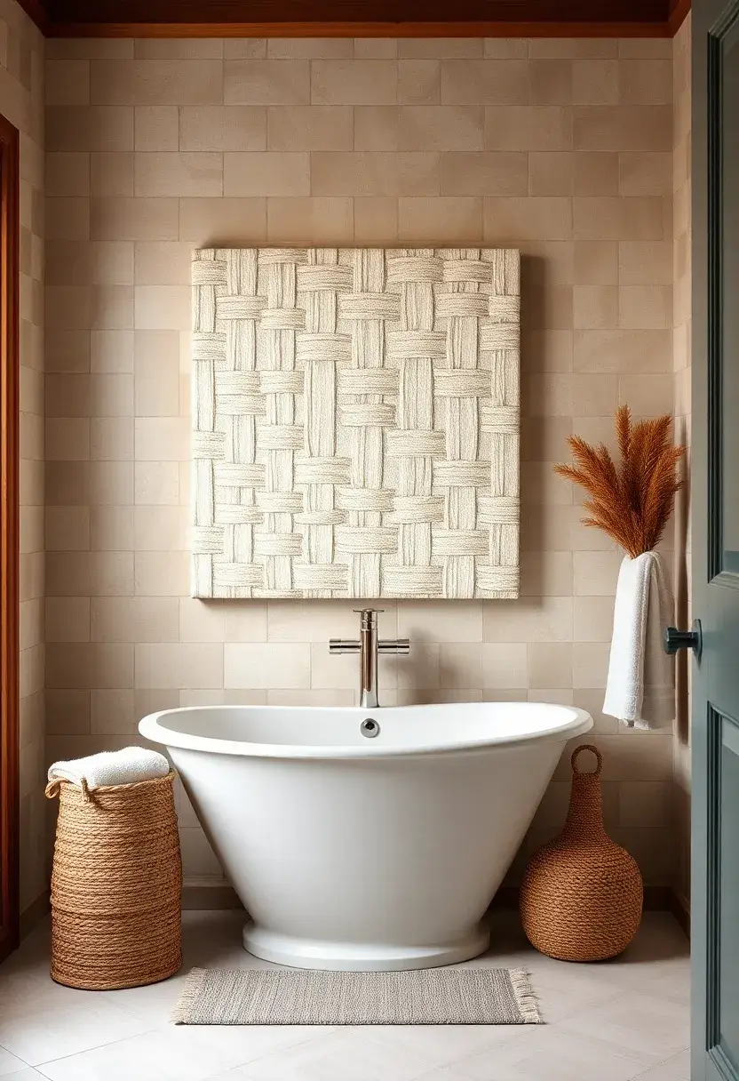 27 Bathroom Painting Ideas On Canvas For Modern Homes - 22. Soft Textured Weaves