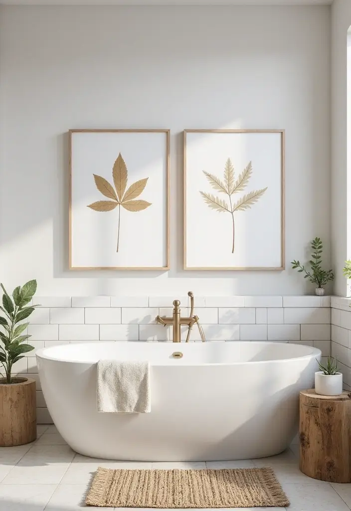 27 Bathroom Painting Ideas On Canvas For Modern Homes - 3. Minimalist Botanical Prints