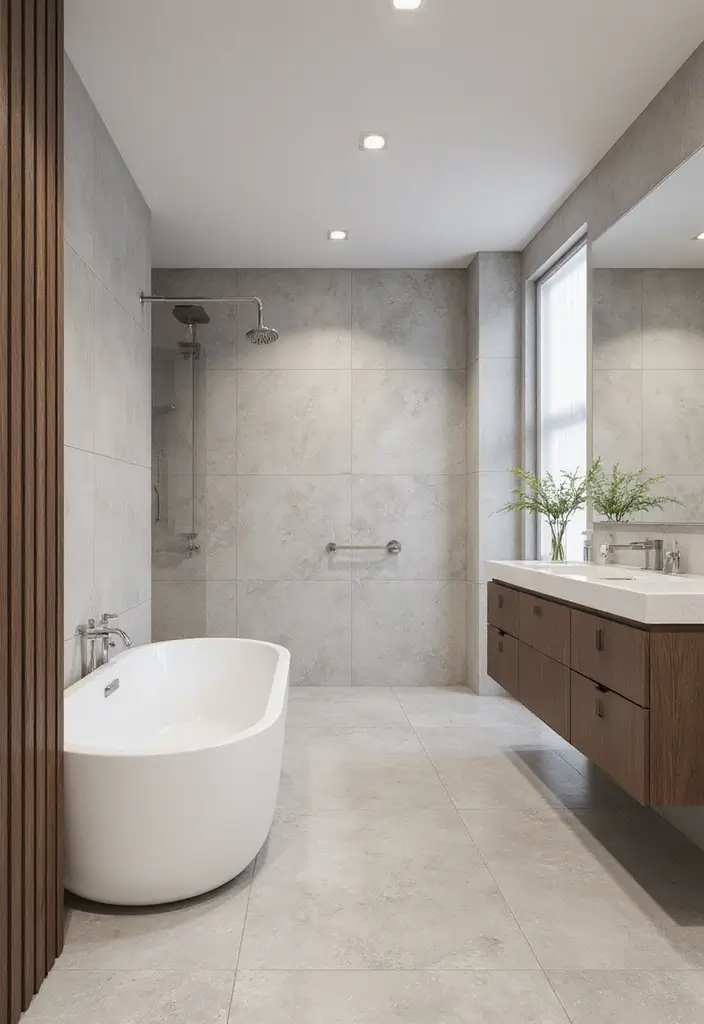 27 Bathroom Tiles Aesthetic That Matches Any Style - 11. Large Format Tiles