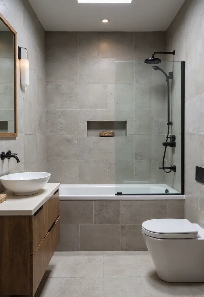 27 Bathroom Tiles Aesthetic That Matches Any Style - 13. Concrete Look Tiles