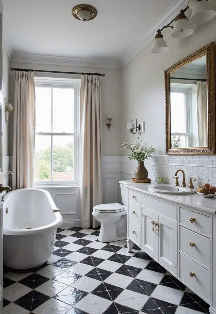 27 Bathroom Tiles Aesthetic That Matches Any Style - 16. Black and White Harmony