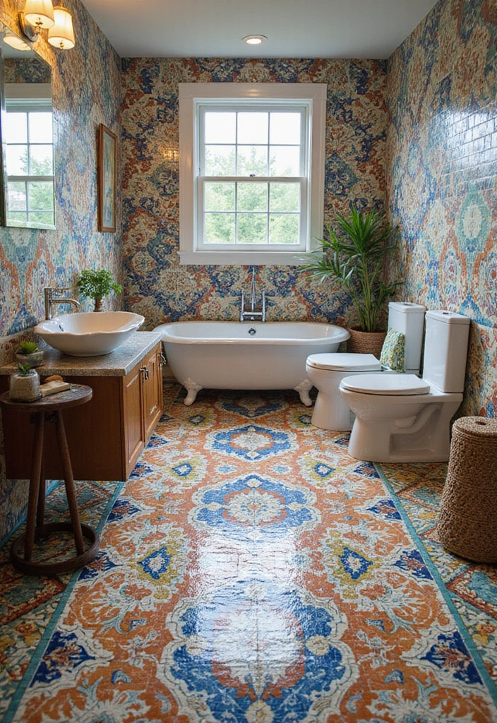 27 Bathroom Tiles Aesthetic That Matches Any Style - 2. Vibrant Mosaic Tiles