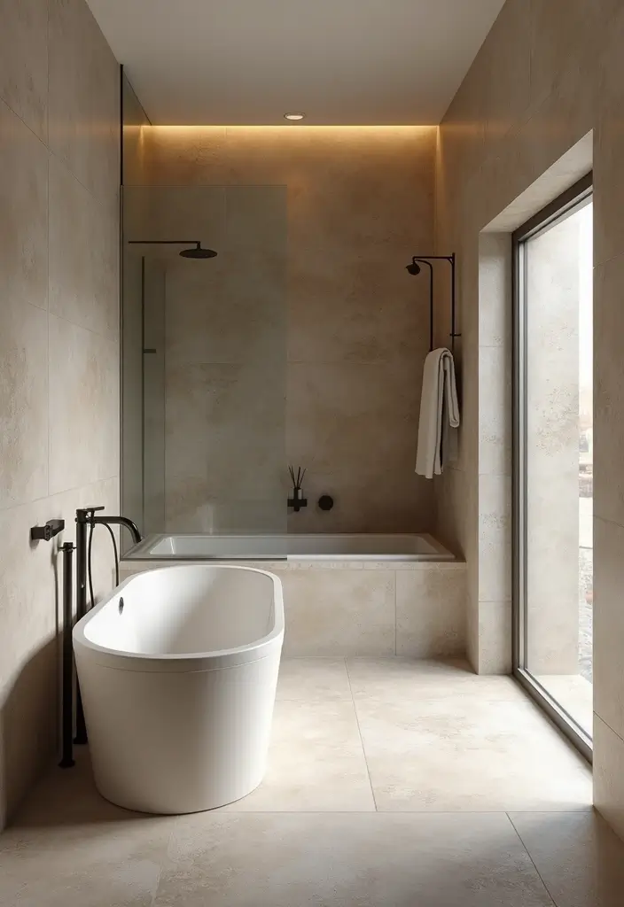 27 Bathroom Tiles Aesthetic That Matches Any Style - 3. Serene Spa-Inspired Stone Tiles