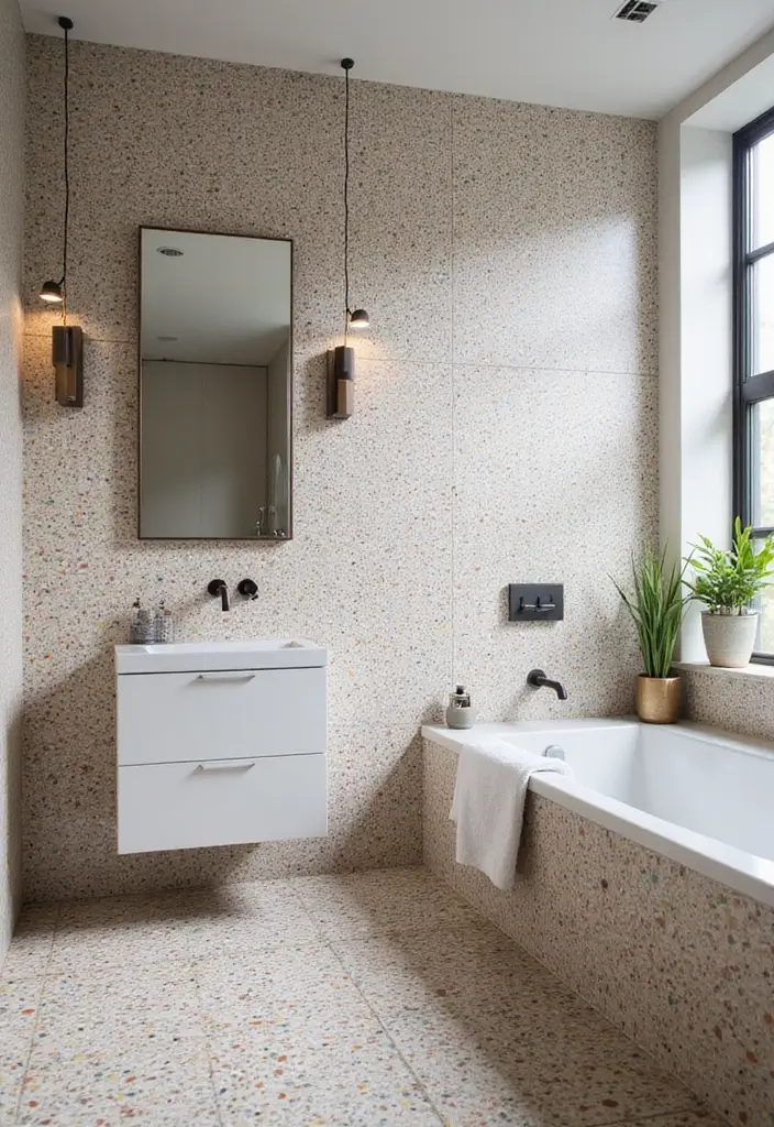 27 Bathroom Tiles Aesthetic That Matches Any Style - 7. Terrazzo Tiles for a Retro Vibe