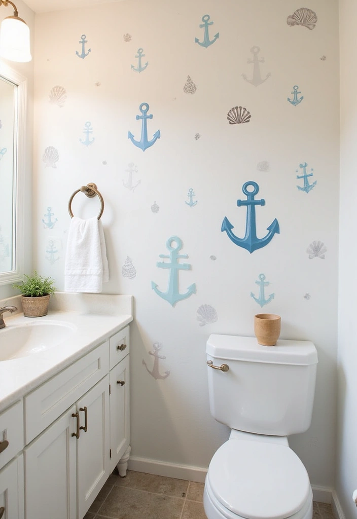 27 Bathroom Wall Stencil Ideas That Add Pattern And Style - 10. Nautical Themes