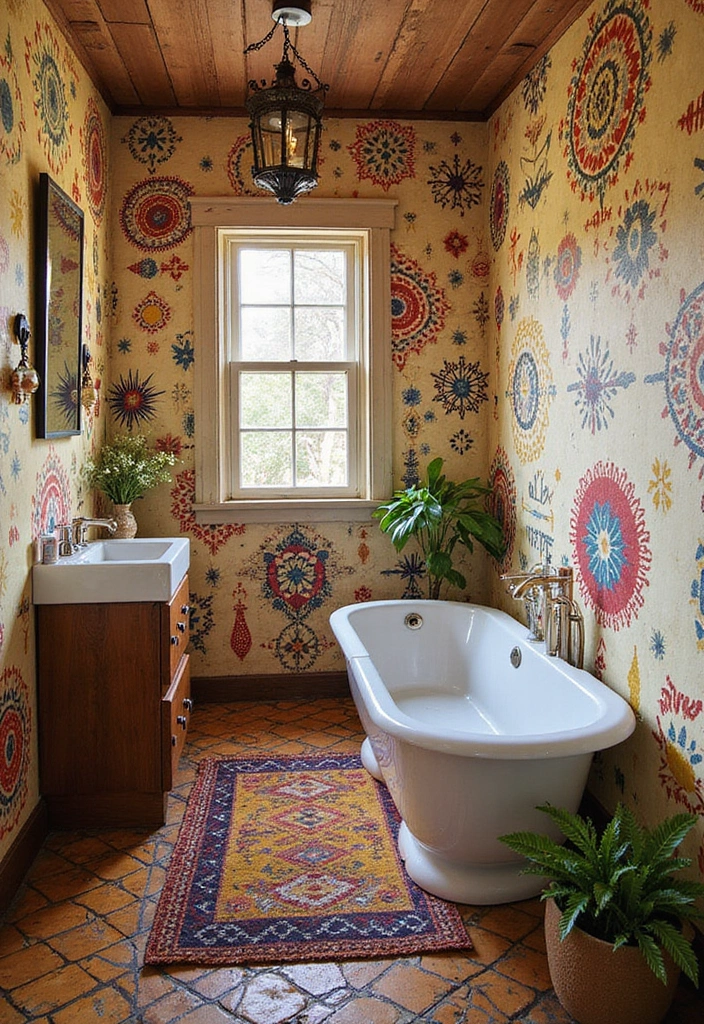 27 Bathroom Wall Stencil Ideas That Add Pattern And Style - 11. Tribal Patterns