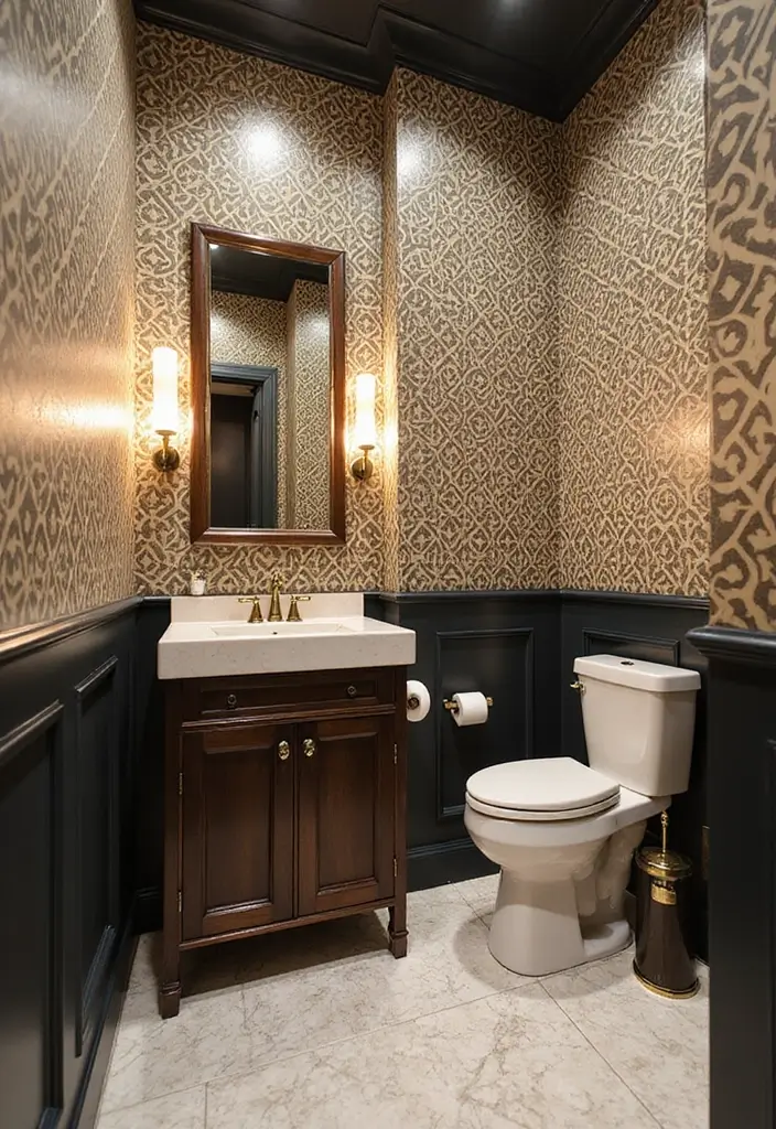 27 Bathroom Wall Stencil Ideas That Add Pattern And Style - 12. Art Deco Glam