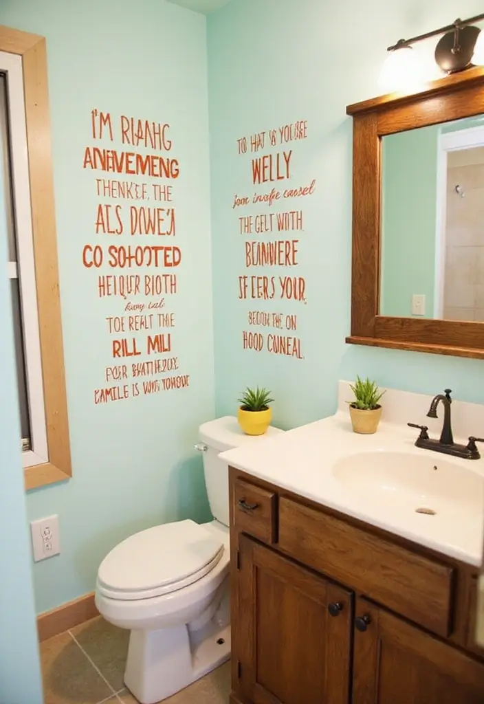 27 Bathroom Wall Stencil Ideas That Add Pattern And Style - 13. Fun Quotes and Sayings