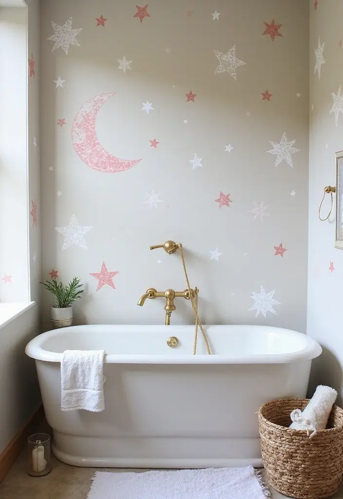 27 Bathroom Wall Stencil Ideas That Add Pattern And Style - 16. Celestial Designs
