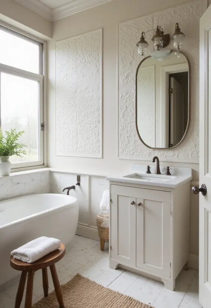 27 Bathroom Wall Stencil Ideas That Add Pattern And Style - 26. Textured Patterns