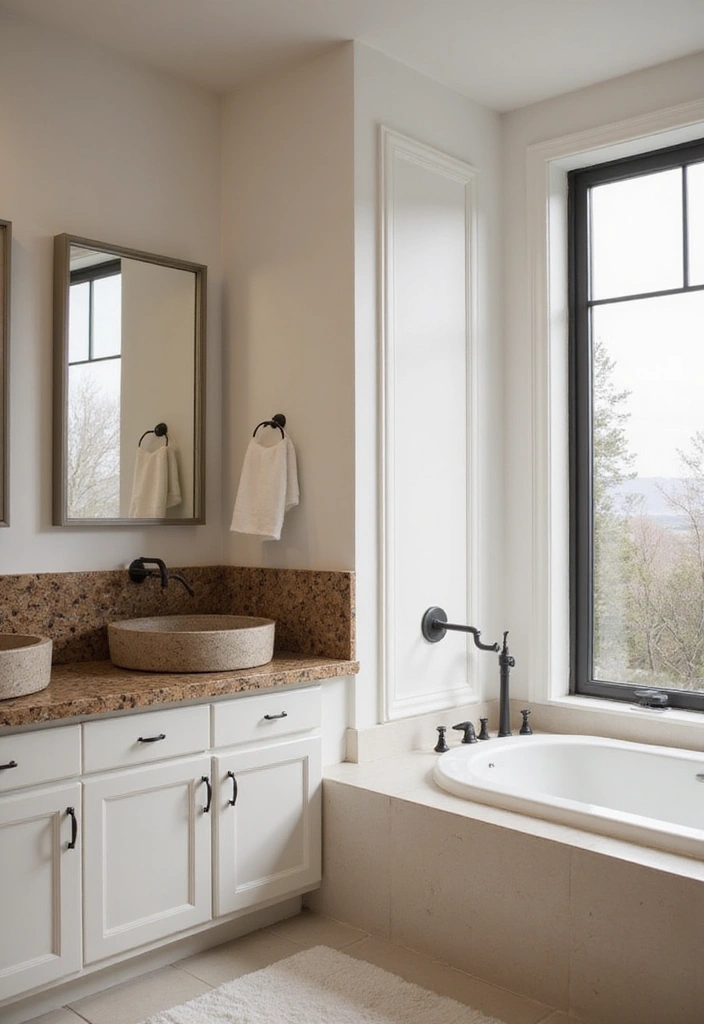 27 Brown Granite Countertops Bathroom Designs That Look Elegant - 13. Minimalist Approach