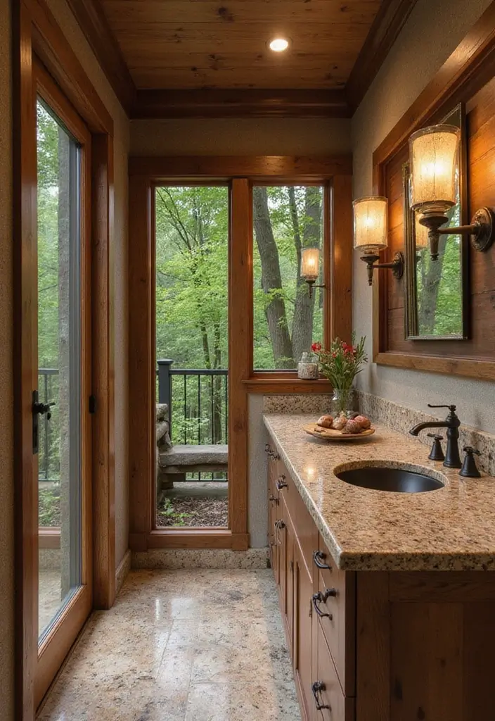 27 Brown Granite Countertops Bathroom Designs That Look Elegant - 19. Nature-Inspired Design