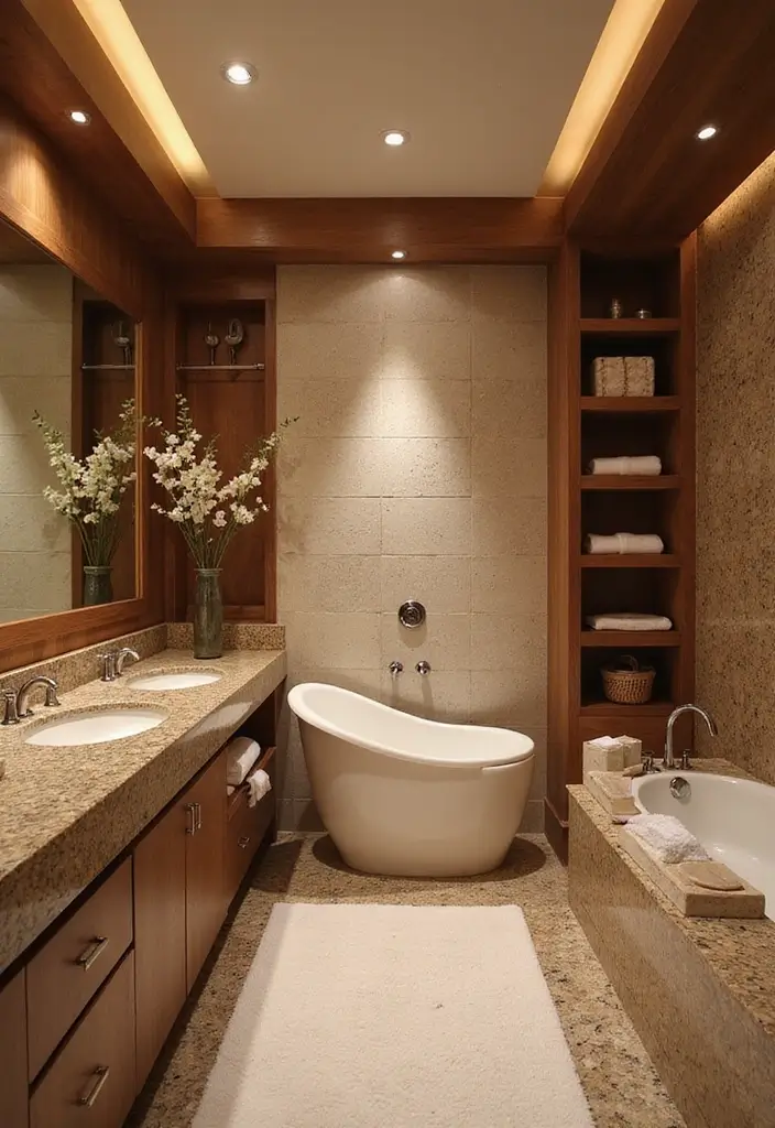 27 Brown Granite Countertops Bathroom Designs That Look Elegant - 5. Spa-Inspired Serenity