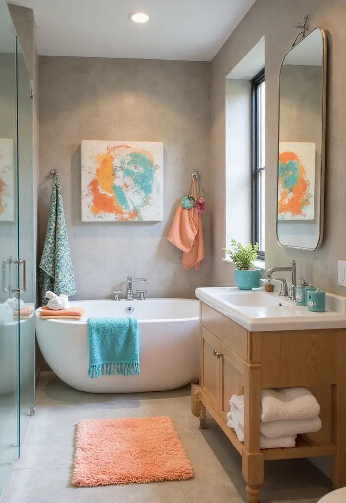 27 Decoration For Bathroom That Looks Clean And Modern - 14. Colorful Accents