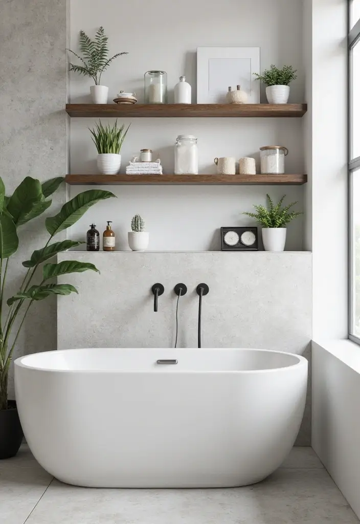27 Decoration For Bathroom That Looks Clean And Modern - 2. Floating Shelves
