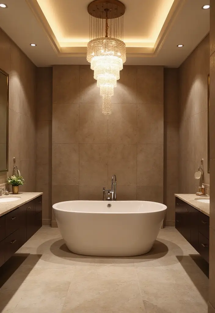 27 Decoration For Bathroom That Looks Clean And Modern - 3. Statement Lighting