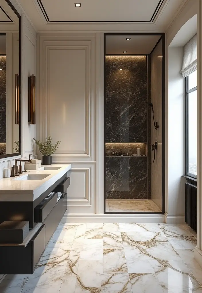 27 Large Bathroom Ideas That Feel Luxurious - 12. Statement Flooring for a Luxurious Base