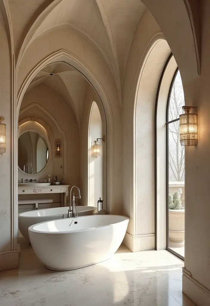 27 Large Bathroom Ideas That Feel Luxurious - 13. Architectural Features for Distinctive Style