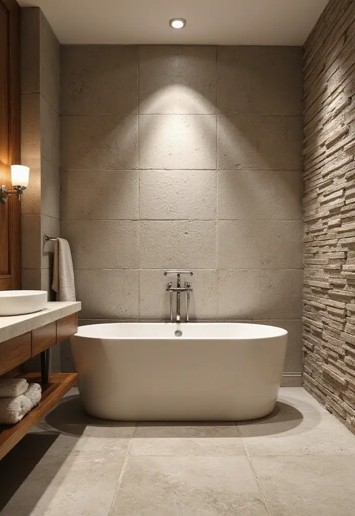 27 Large Bathroom Ideas That Feel Luxurious - 17. Textured Walls for Depth and Interest